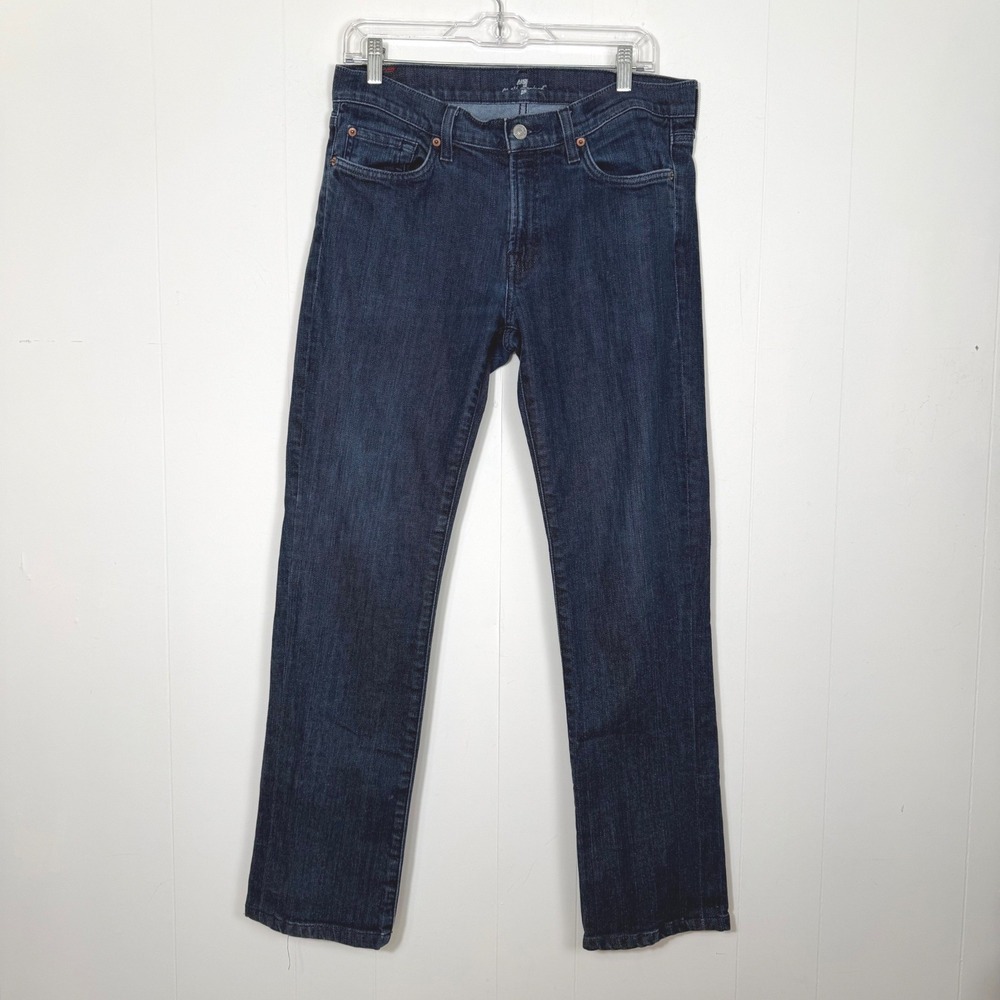 7 For All Mankind Bootcut Jeans Dark Indigo Low Rise Size 33 AUFSJ080U-080U